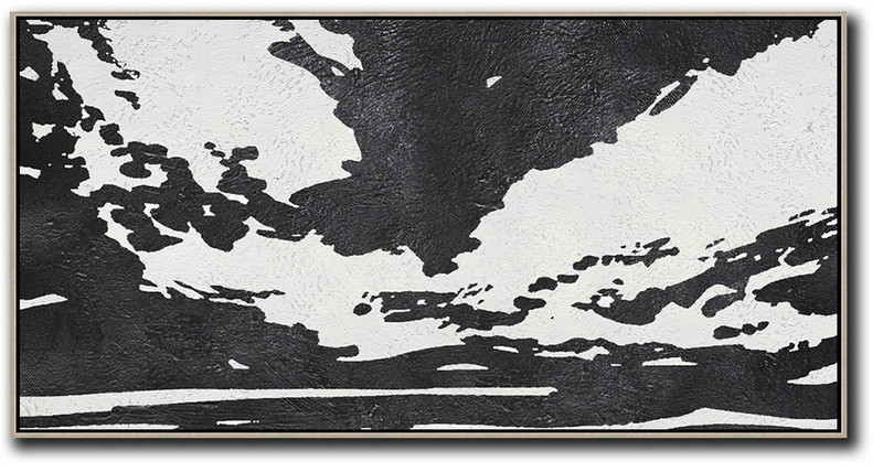 Modern Art Abstract Painting,Oversized Panoramic Minimal Art On Canvas - Contemporary Wall Art